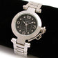 Silver Black Crystal Cabochon Crown Cover Geneva Bracelet Women's Watch