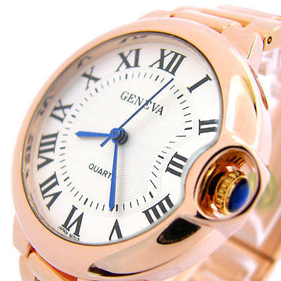 Rose Gold Geneva Classic Roman Dial Women's Bracelet Watch