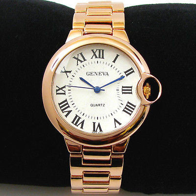 Rose Gold Geneva Classic Roman Dial Women's Bracelet Watch