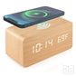 Wooden Led Clock Wireless Charging, Bedside Clock with Time & Temperature Display, 3 Brightness Levels for your Bedroom