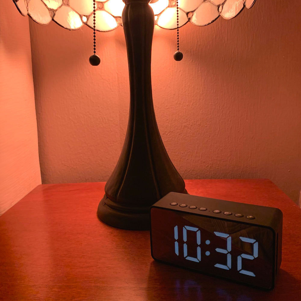 Alarm Clock, Radio,  Bluetooth Wireless Speaker, Portable - Nightstand Large Display Clock