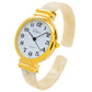 White Gold Acrylic Band Round Face Women's Bangle Cuff Watch