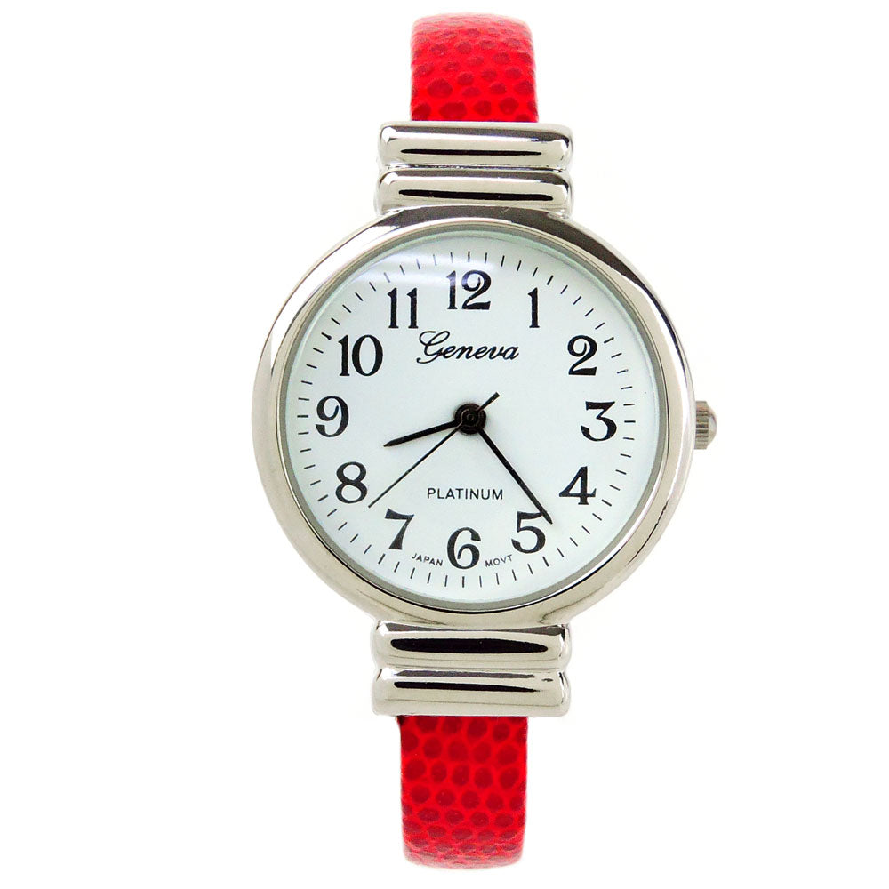 Red Snake Style Band Slim Case Geneva Women's Bangle Cuff Watch