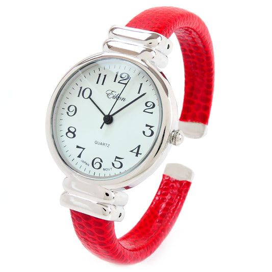 Red Snake Style Band Slim Case Women's Bangle Cuff Watch