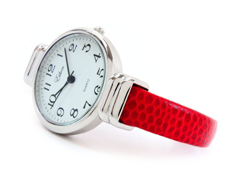 Red Snake Style Band Slim Case Women's Bangle Cuff Watch