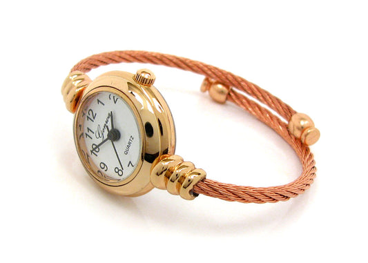 Rose Gold Cable Band Geneva Women's Petite Bangle Watch