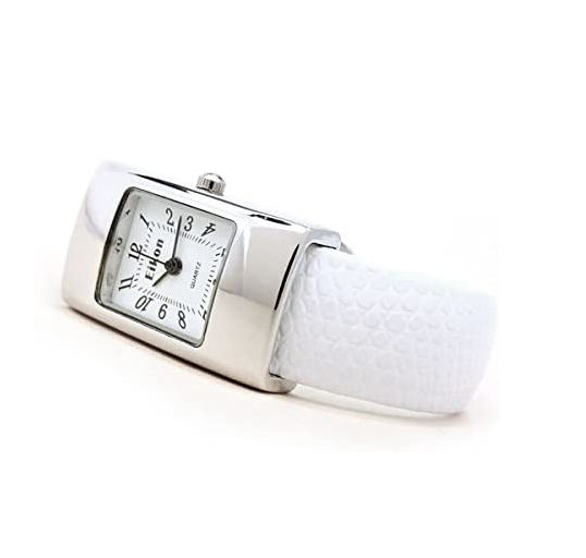 Clearance Sale - White Silver Snake Style Band Rectangle Case Women's Bangle Cuff Watch