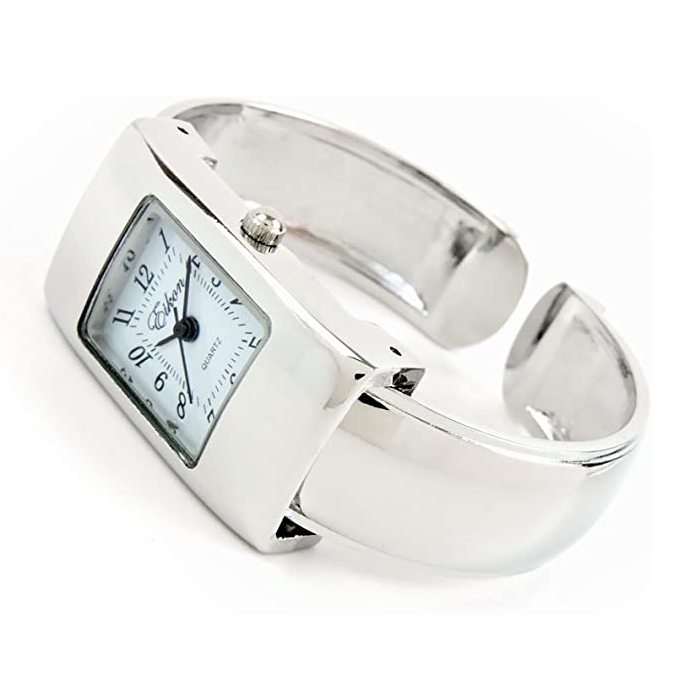 Clearance Sale -  Silver Snake Style Band Rectangle Case Women's Bangle Cuff Watch
