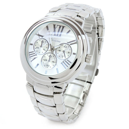 Silver Large Bracelet 3D Dial Heavy and Oversized Women's Boyfriend Style Watch