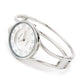 Silver Round Face Metal Double Band Fashion Women's Bangle Cuff Watch