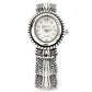 Silver Metal Western Style Decorated Oval Face Women's Bangle Cuff Watch