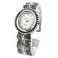 Silver Metal Western Style Decorated Oval Face Women's Bangle Cuff Watch