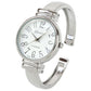 Geneva Silver Slim Case Women's Bangle Cuff Watch