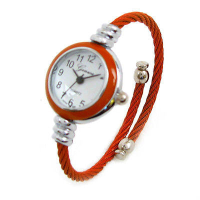 Geneva Cable Band Women's Small Size Bangle Cuff Watch