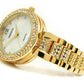 Gold Geneva Bold Case Rhinestones Bezel Bracelet Women's Quartz Watch