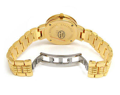 Gold Geneva Bold Case Rhinestones Bezel Bracelet Women's Quartz Watch