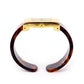 Tortoise Gold Acrylic Band Small Size Women's Bangle Cuff Watch