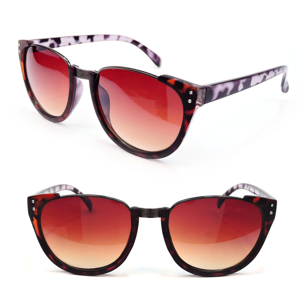 Clubmaster Semi Frame Black Tortoise Women's Fashion Sunglasses