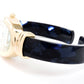 Tortoise Blue Acrylic Band with Gold Oval Case Women's Bangle Cuff WATCH