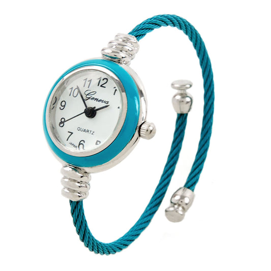 Geneva Cable Band Women's Small Size Bangle Cuff Watch