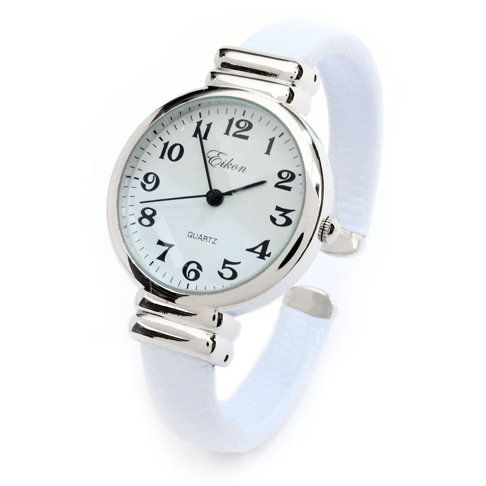 Clearance Sale - White Snake Style Band Slim Case Women's Bangle Cuff Watch