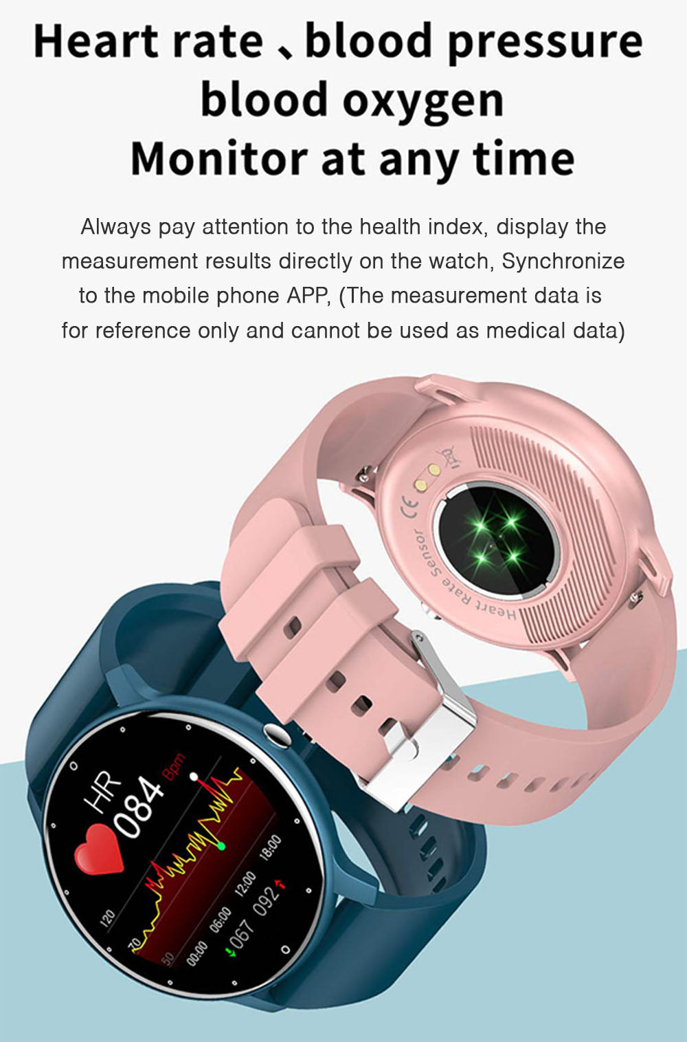 Smart Watch for Men Women Heart Rate, Blood Pressure, Sleep Monitoring, Long Battery Life