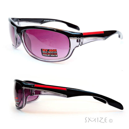 Black Red Sport Design Square Plastic Frame UV400 Unisex Sunglasses